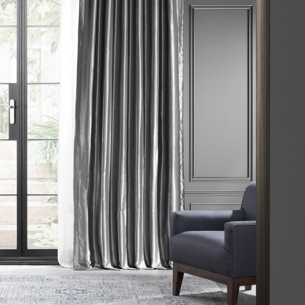 Platinum Blackout FauxSilk Taffeta Curtain Single Panel, 50"x120"