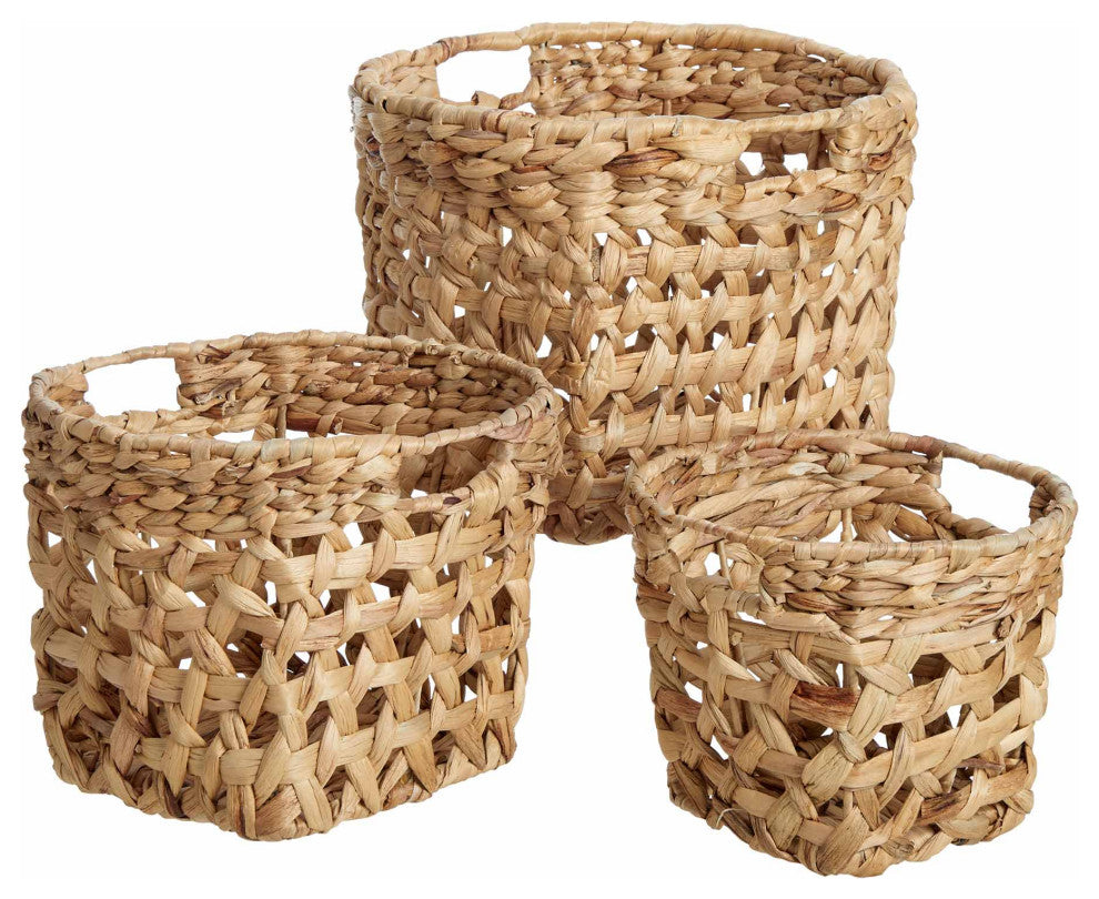Trania Woven Water Hyacinth Twine Baskets Set of 3