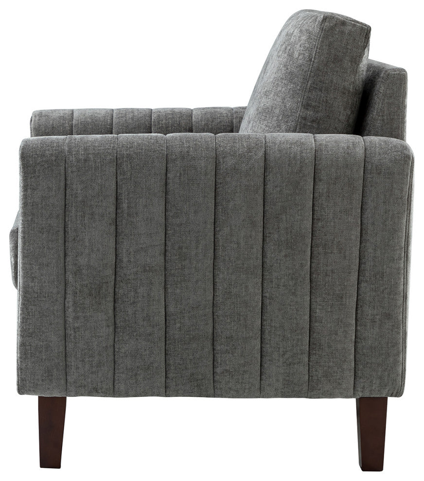 35" Comfy Club Chair for Bedroom With Wood Legs, Gray