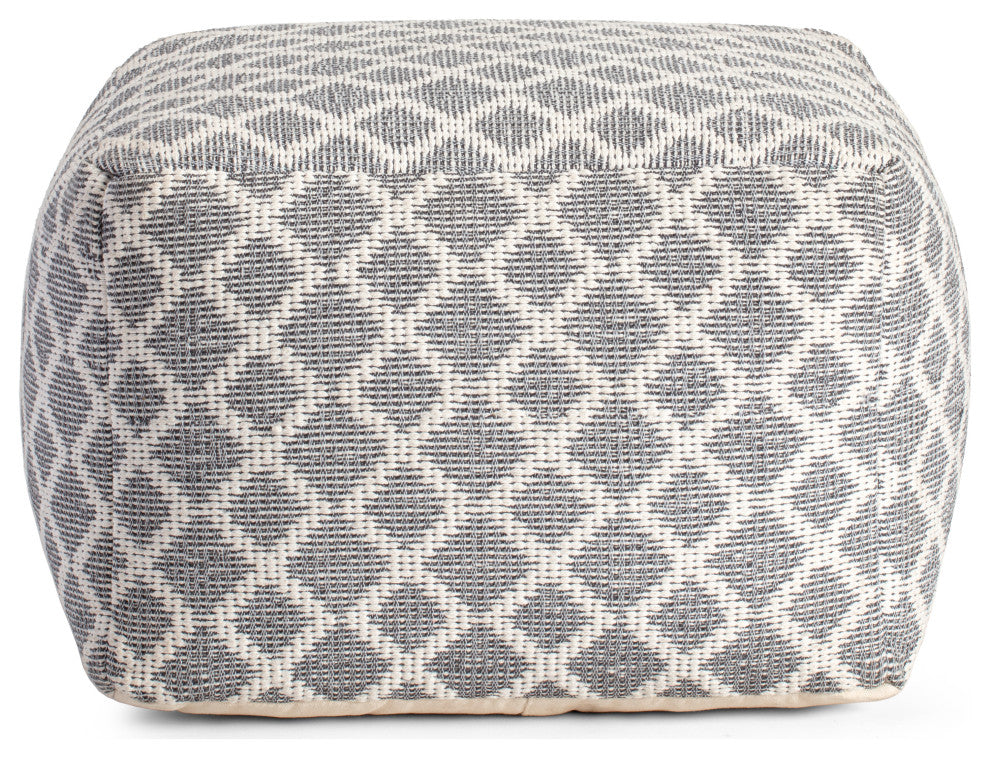 South Grand Gray 22" x 22" x 16" Gray and Ivory Pouf
