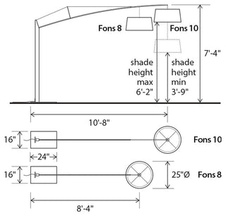 Fons LED Floor Lamp, 10' Boom