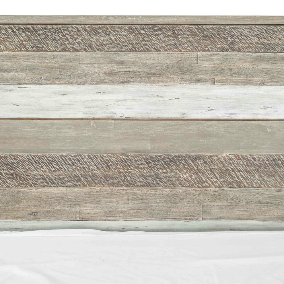 Bridges Queen Platform Bed, Two Tone Acacia Wood