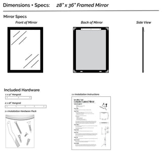 Meade Framed Wall Mirror, Black, 28"x36"