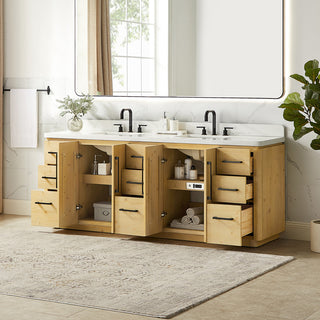 Serene Bathroom Vanity, Nature Brown, 84", No Mirror