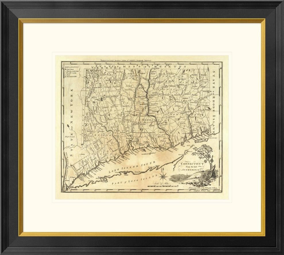 "Connecticut, 1795" Framed Digital Print by Mathew Carey, 26x24"