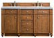 Bristol 60" Double Vanity, Saddle Brown, Arctic Fall Solid Surface Top