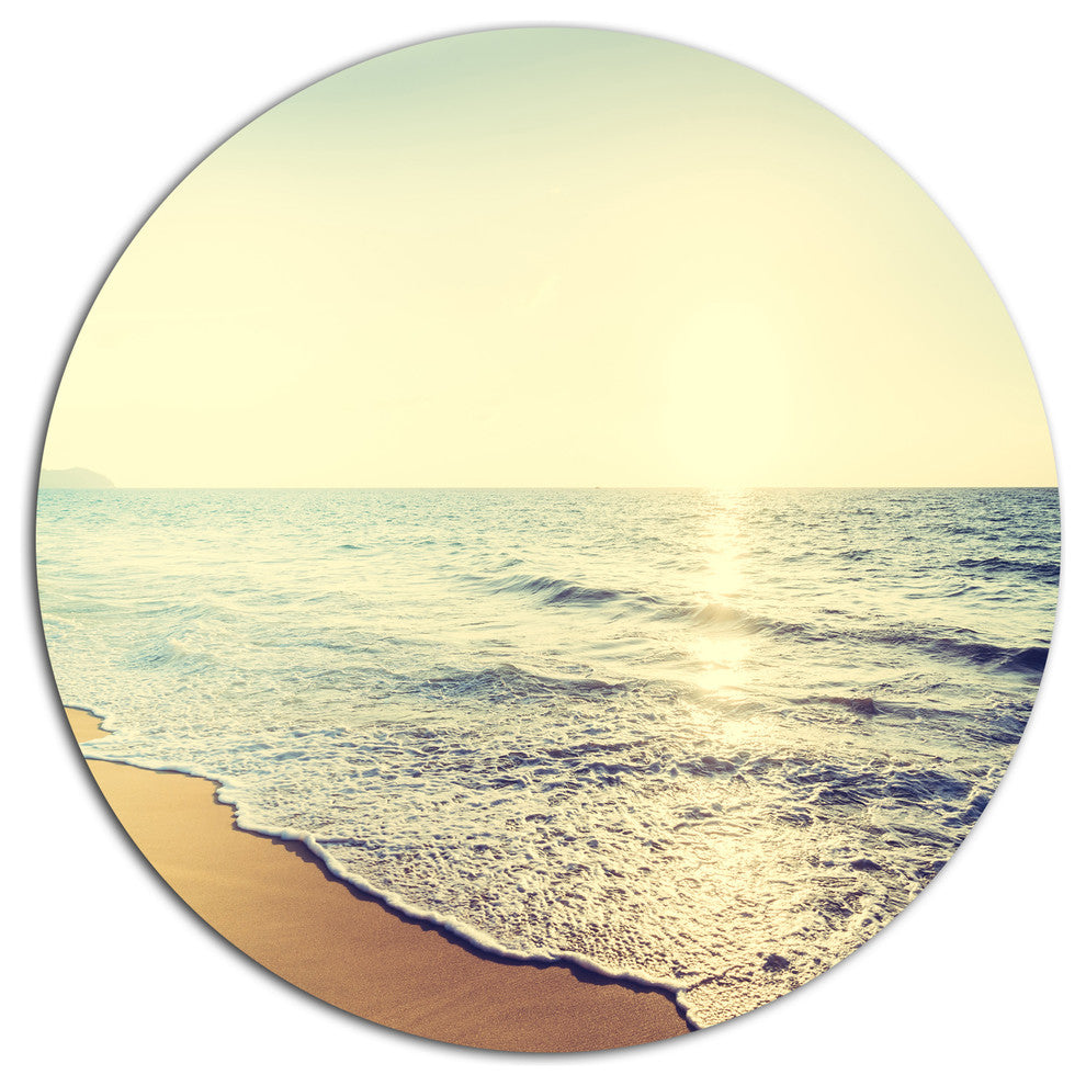 Bright Seashore During Sunset, Seashore Art Round Wall Art, 36"
