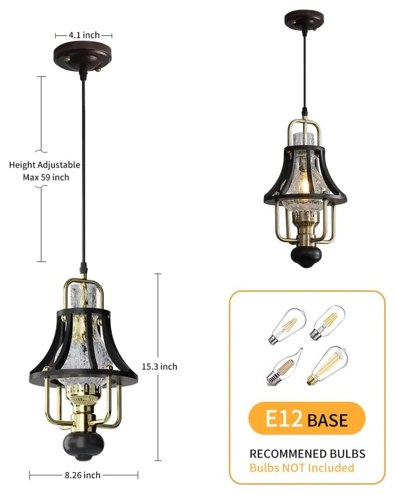 Farmhouse Glass Pendant Light Vintage Industrial Hanging Light Fixtures