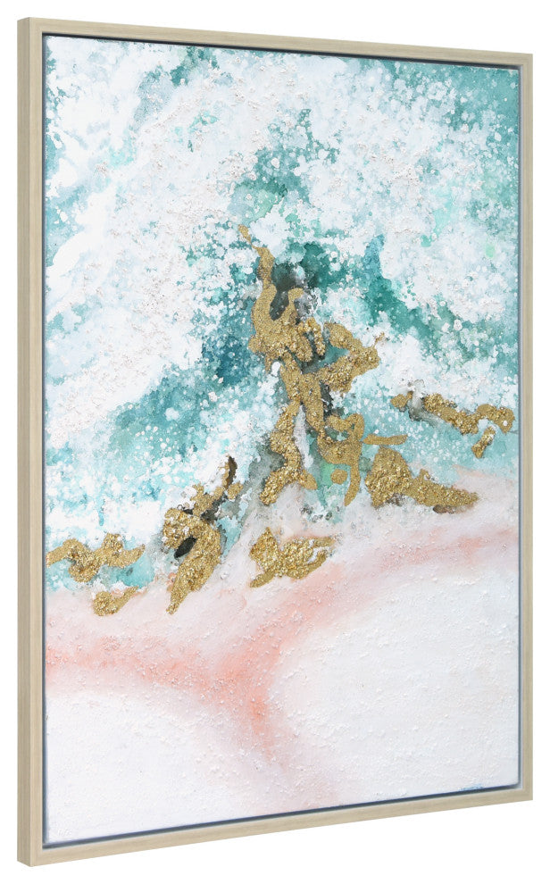 Sunday Ocean Textured Metallic Hand Painted Framed Wall Art by Martin Edwards