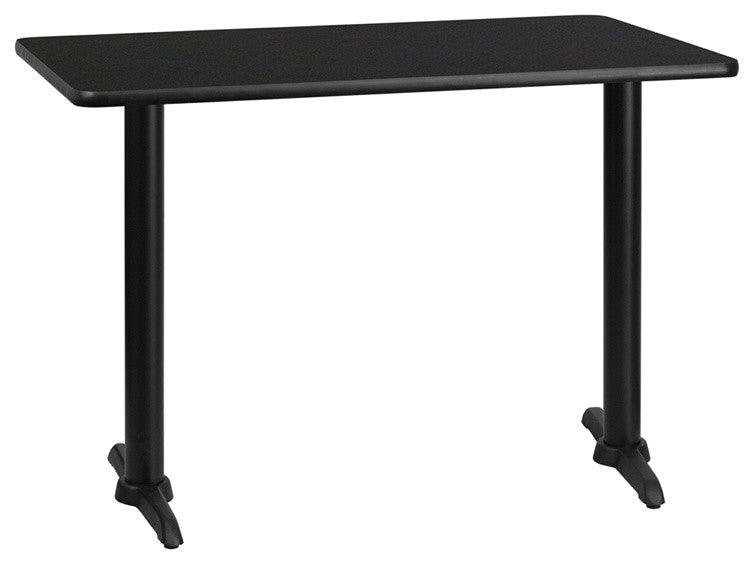 30'' x 42'' Rectangular Black Laminate Table Top with 5'' x 22'' Base