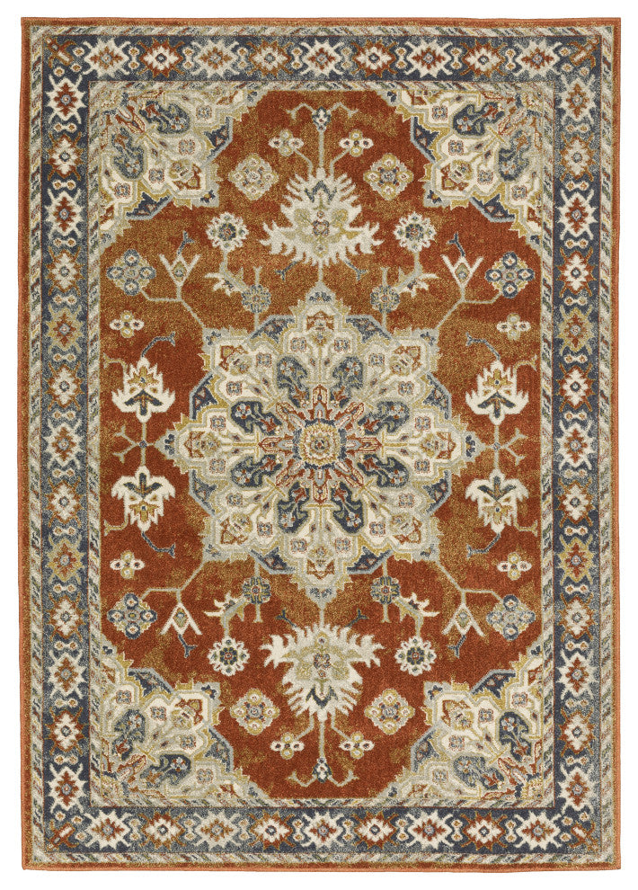 Bastian Oriental Medallion Indoor Area Rug, Rust, 9'10"x12'10"