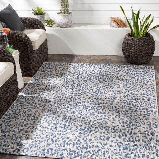 Surya Eagean EAG-2353 2'7"x12' Rug, Bright Blue/Navy/Pale Blue/Ivory/Medium Gray