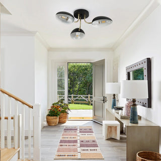Farmhouse Matte Black 3-Light Semi Flush Mount Ceiling Light Fixture