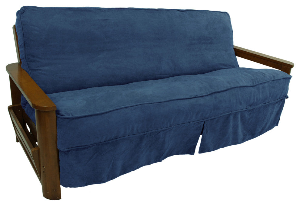 Solid Microsuede 8 to 9" Full Futon Slipcover, Indigo