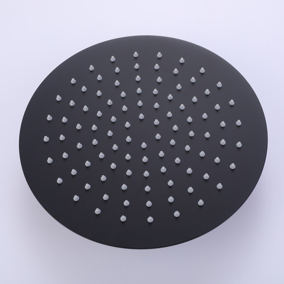 10-12 Inch High Pressure Shower Head Stainless Steel Ultra-Thin Rain Showerheads, Matte Black, 10 Inches, Round