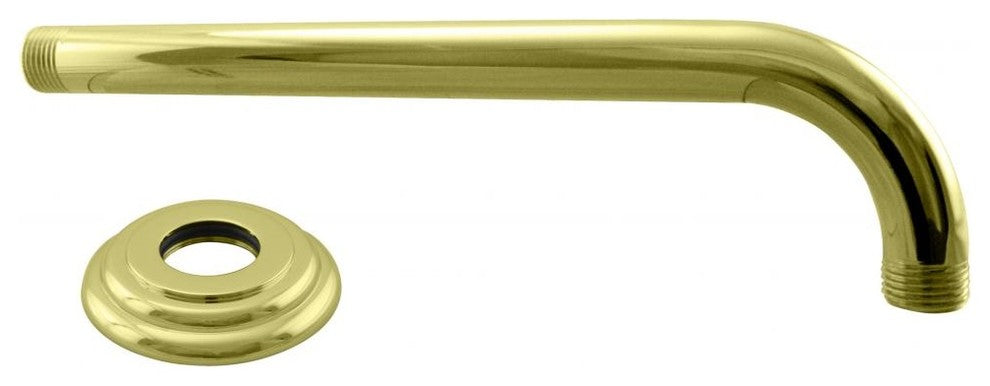 1/2" Ips X 10" 90-Degree Rain Shower Arm With Flange In Polished Brass