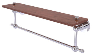 Astor Place 22" Solid Wood Shelf with Towel Bar, Polished Chrome