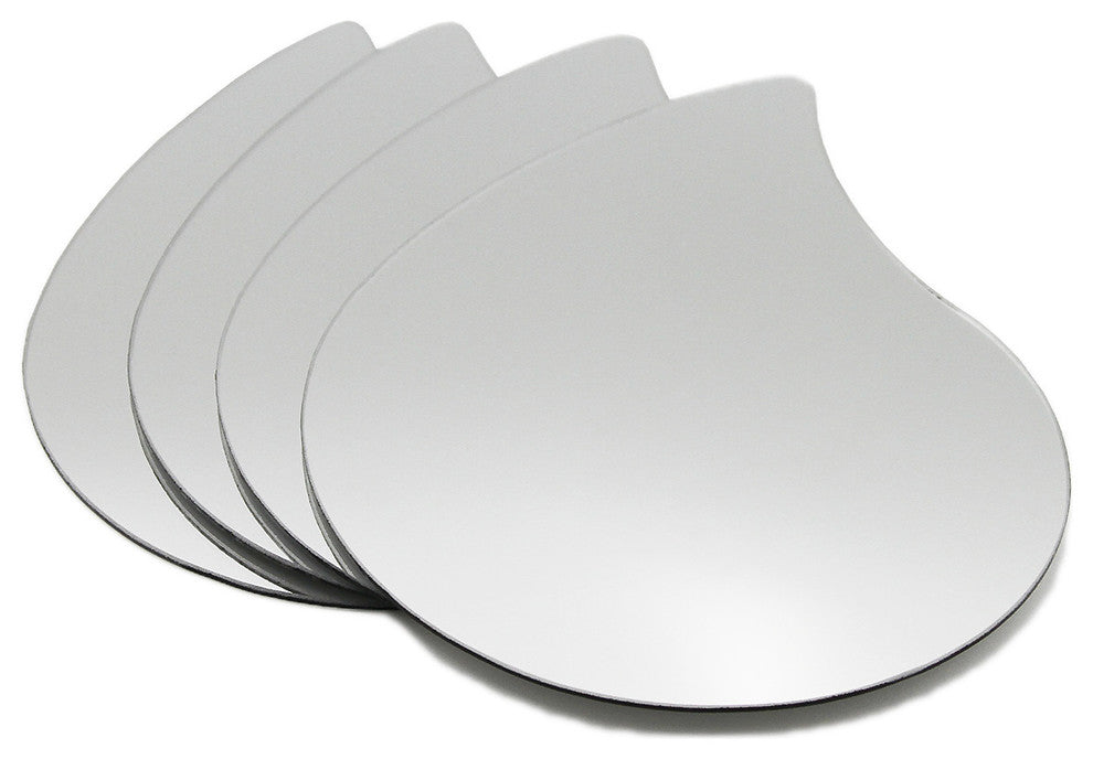 Small Decorative Wall Self Adhesive Shaped Mirrors, Set of 4, Drop