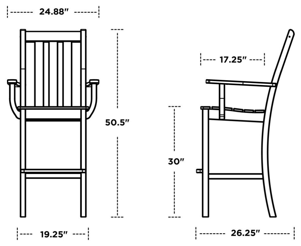 Polywood Vineyard Bar Arm Chair, Teak