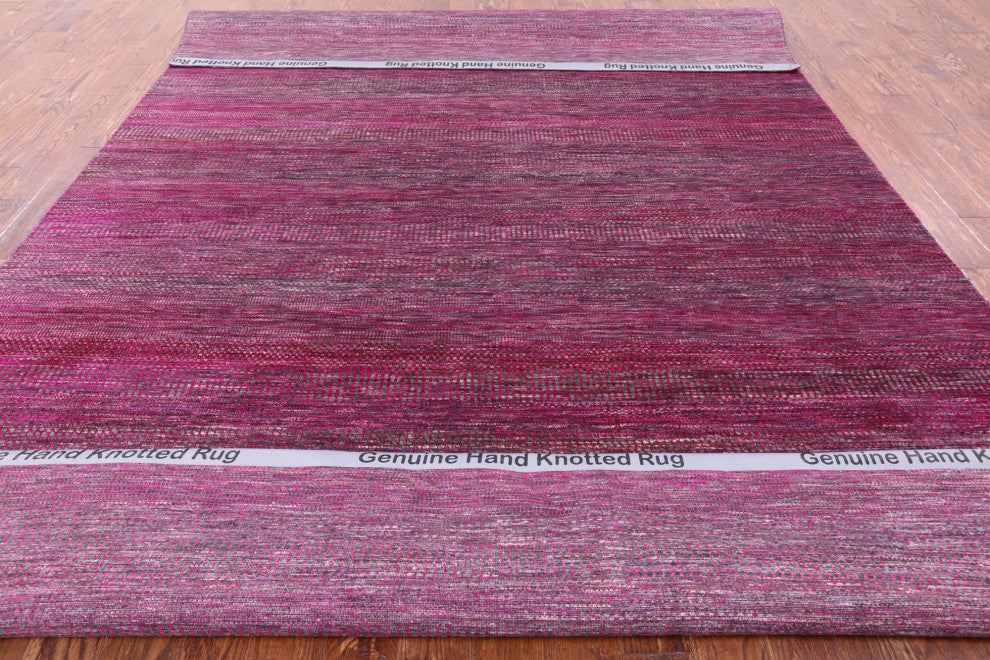8' 11" X 12' 2" Super Savannah Gabbeh Hand-Knotted Wool and Silk Rug Q6099