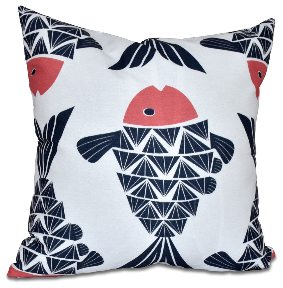 Big Fish, Animal Print Pillow, Navy Blue, 18"x18"