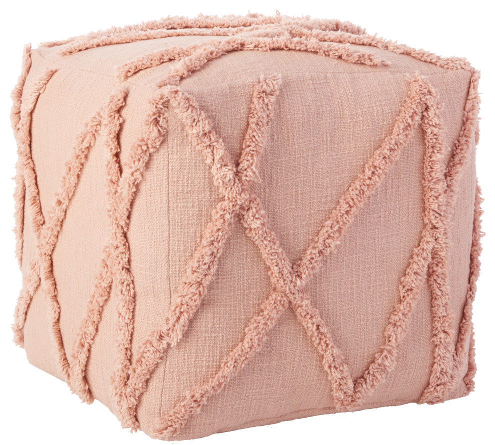 Mina Victory SH018 Pouf, Blush, 16X16X16