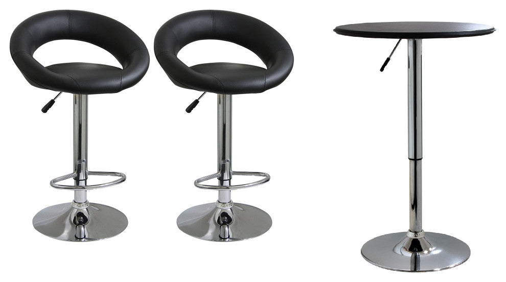 25" Adjustable Bar Table, With Height Adjustable Bar Stool Set, 2-Piece