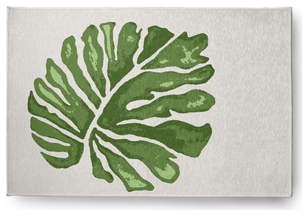 Big Leaf Spring Chenille Rug, Green, 4'x6'