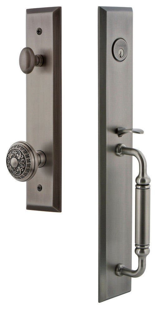 Fifth Avenue 1-Piece Dummy Handleset, C Grip and Windsor Knob, 849665