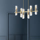 12-Light Transitional Linear Chandelier Samantha, Aged Brass