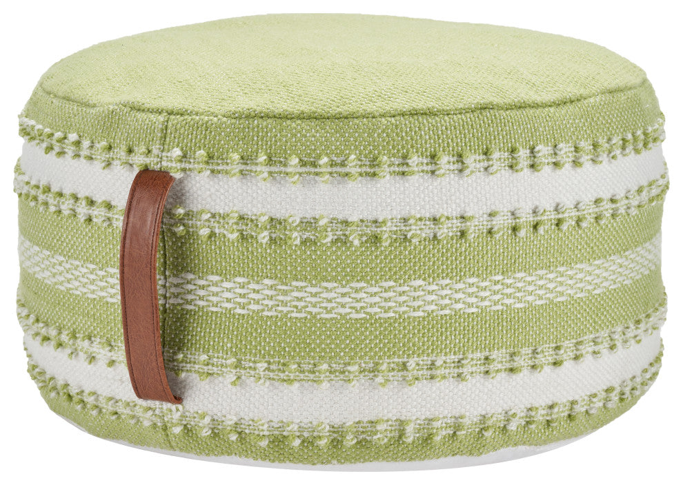 Mina Victory VJ088 Pouf, Green, 20" x 20" x 12"