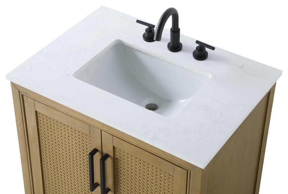 Home Living 30" Single Bathroom Vanity, Linen Oak