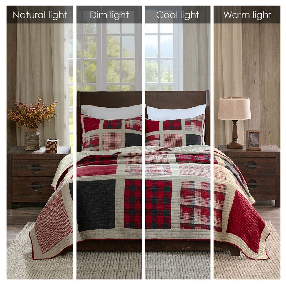 Woolrich Huntington 100% Cotton Oversized Quilt Mini Set, Red