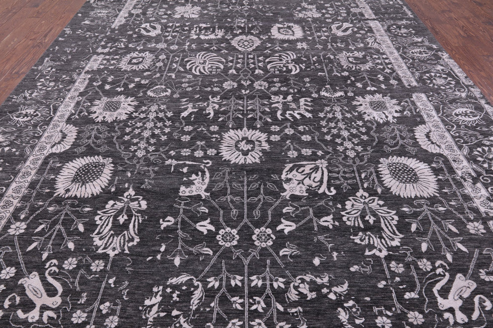 9' 9" X 14' 3" Persian Hand-Knotted Wool and Silk Rug Q9114