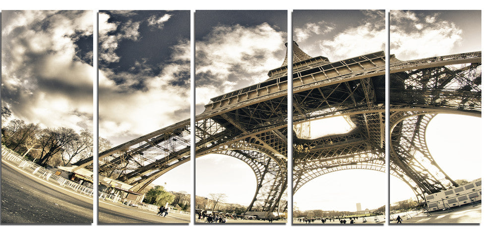 Paris Eiffel Towerin Sunny Winter Morning, Canvas Print, 60"x28", 5 Panels