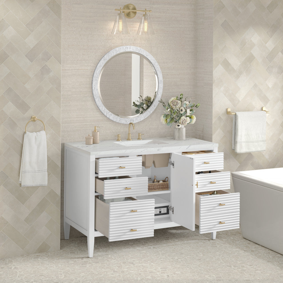 Myrrin 48" Vanity, Bright White, 3 CM Ethereal Noctis Top
