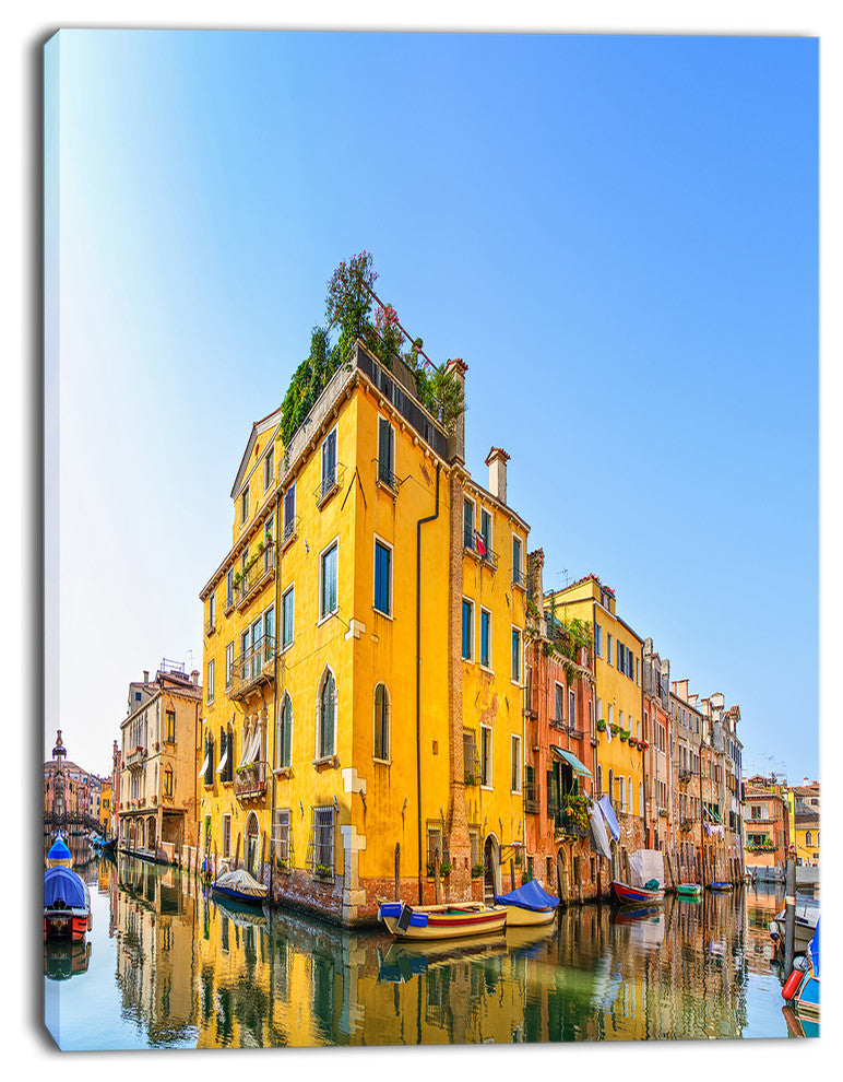 Venice Cityscape Water Canal, Abstract Canvas Artwork, 30"x40"