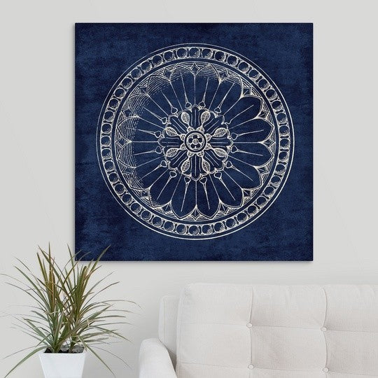 "Rosette I Indigo" Wrapped Canvas Art Print, 30"x30"x1.5"