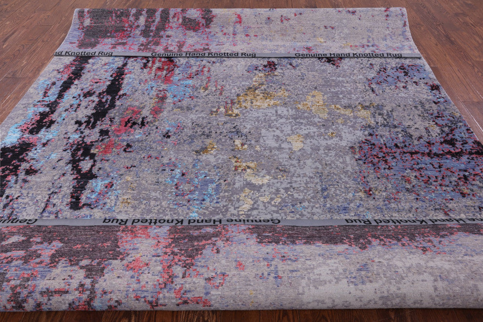Hand Knotted Wool and Silk Modern Rug 7' 11" X 10' 3" Q7228