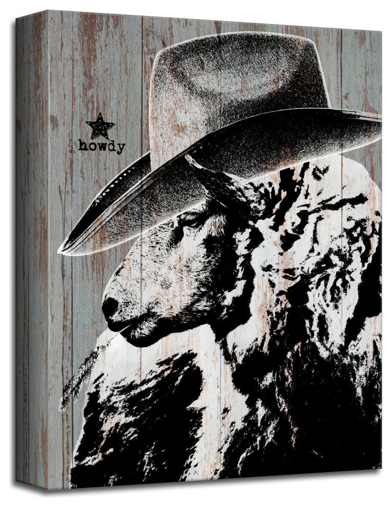 Howdy Sheep' Farmhouse Wrapped Canvas Animal Wall Art