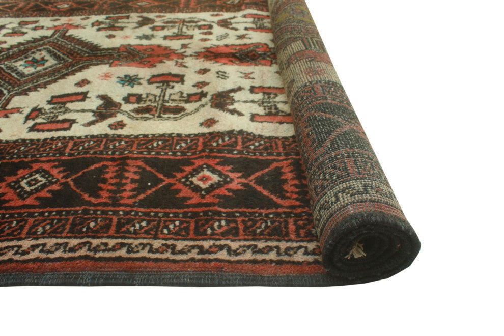 Vintage Distressed Fabian Ivory/Charcoal Rug, 3'7x6'3