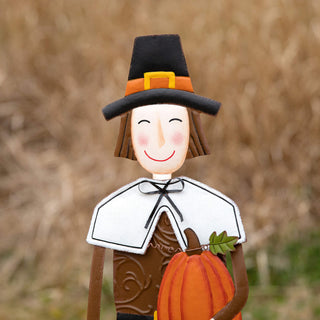 36"H Metal Thanksgiving Pilgrim Standing/Hanging Yard Decor, Boy