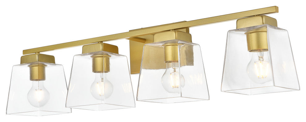 4 Light Brass And Clear Bath Sconce