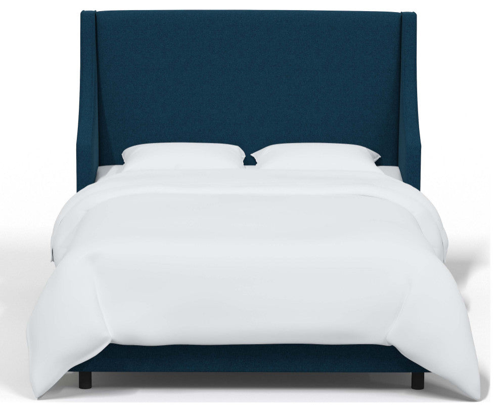 Fully Upholstered Wingback Bed, Zuma Navy, Full