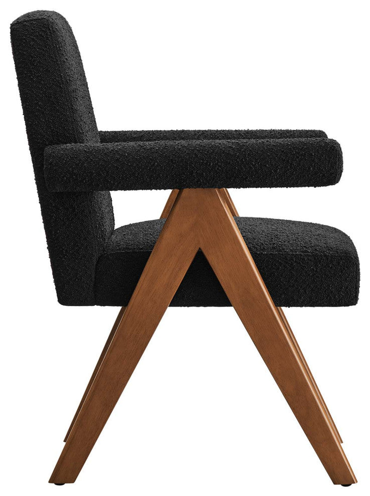 Lyra Boucle Fabric Dining Room Chair, Set of 2, Black