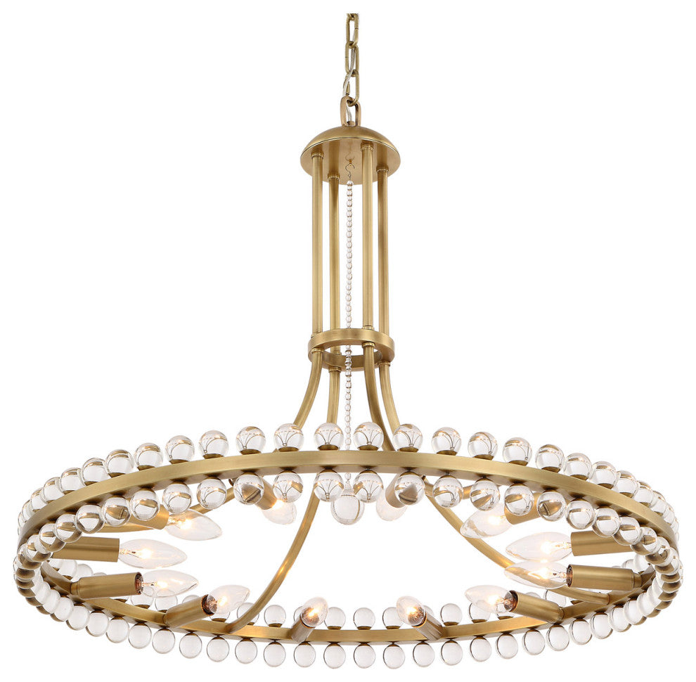 Crystorama Clo-8899-Ag Clover 12 Light Aged Brass Chandelier