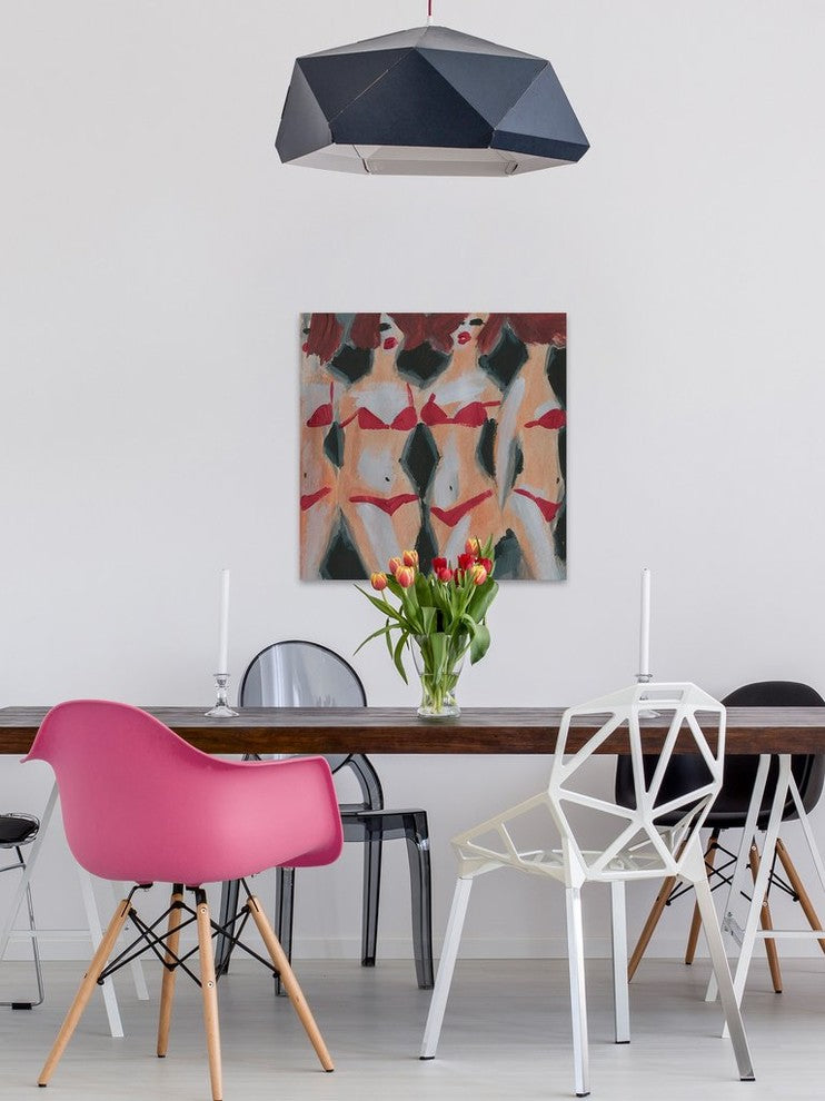 "Wild Red" Painting Print on Wrapped Canvas, 24"x24"