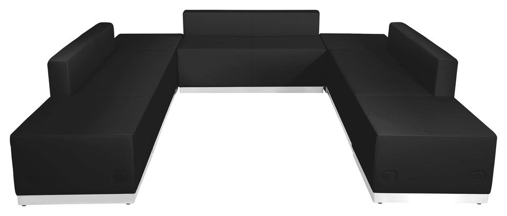 MFO Inspiration Collection Black Leather Reception Configuration, 7 Pieces