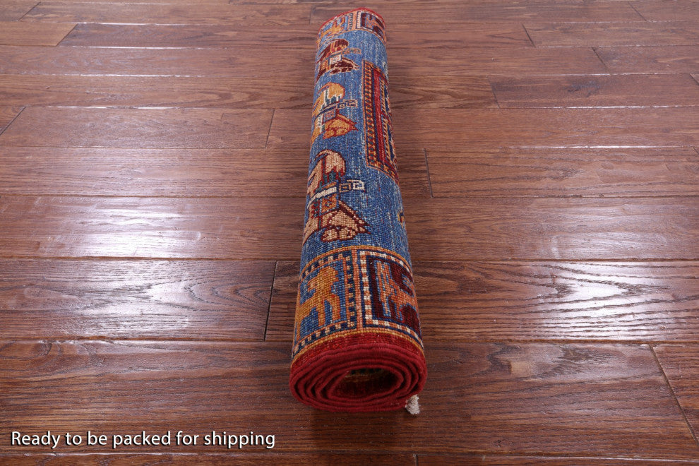 Antiqued Pazyryk Historical Design Hand Knotted Rug 2' 7" X 4' 3" Q10874