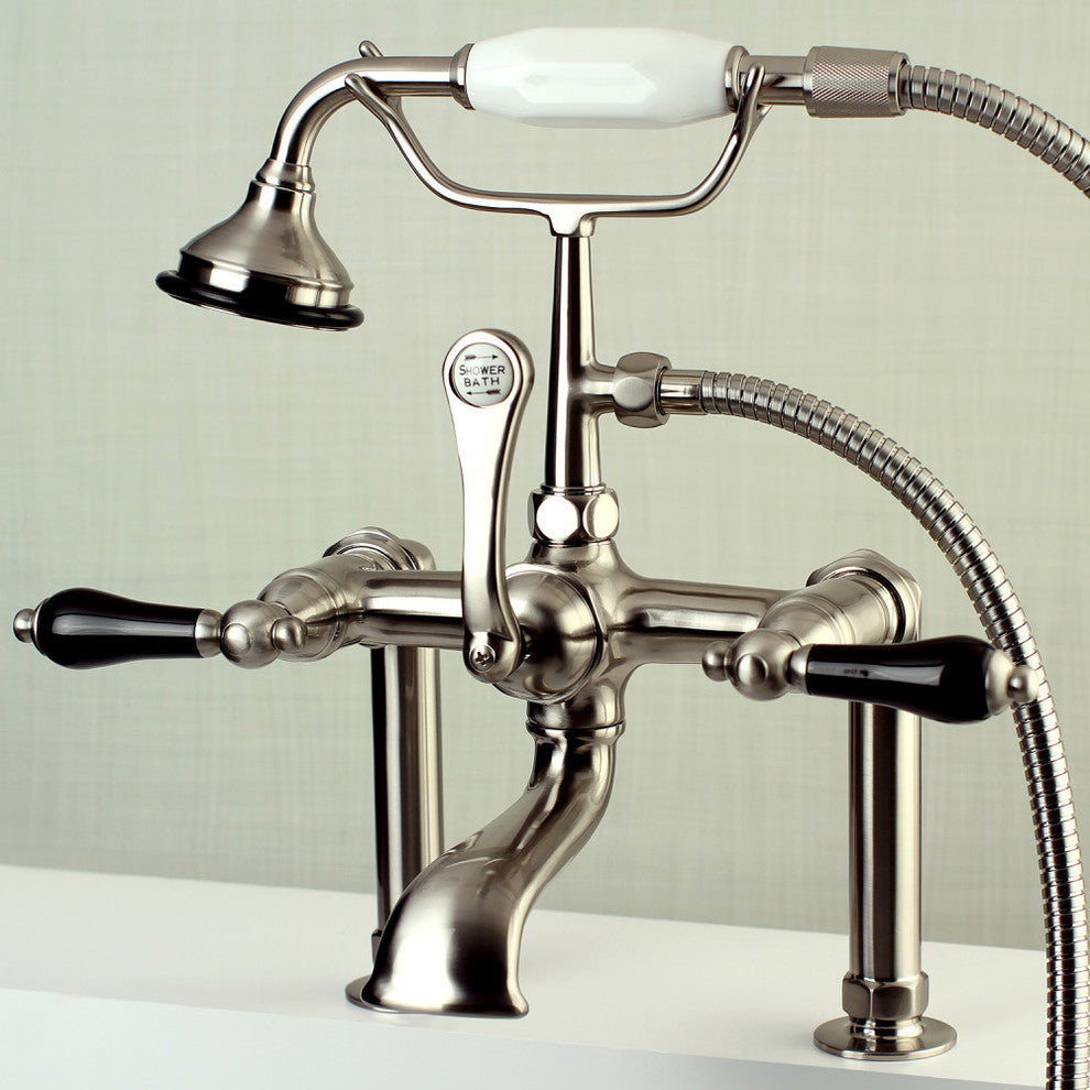 Aqua Vintage Deck Mount Clawfoot Tub Faucet, Brushed Nickel